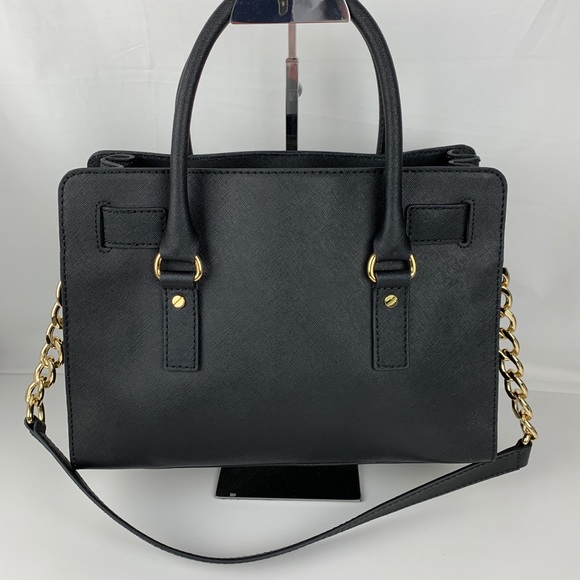 Michael Kors Hamilton Black Leather Satchel - Picture 4 of 7